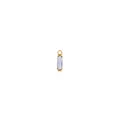 Macro view of a gold-plated rectangular light purple gemstone pendant with bail - Lavender