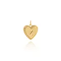 Macro shot of 18K gold plated heart pendant with letter Z and ribbed texture details - Letter Z Style