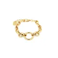 18K gold-plated chunky geometric chain bracelet with large round buckle and lobster clasp - Gold