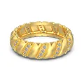 Elegant gold twisted ring featuring alternating polished bands and pavé set white zircons - Size 5 / Twisted Pave Style (DY121118) / Gold