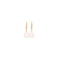 Detail of 18K gold-plated teardrop earrings with faceted pink gemstone and white beads - Pink