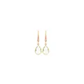 Dettaglio orecchini a goccia in oro 18K con cristalli verde chiaro e piccoli accenti rosa - Verde chiaro