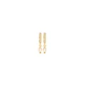 Macro detail of 18K gold earrings featuring marquise champagne stones and pavé zirconias - Marquise Pendant (04738) / Gold with Champagne Gemstone