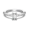 S925 sterling silver emerald cut zircon ring with round side stones in a silver finish - Size 5 / Emerald Cut Style (DY121108) / Platinum (DY121108)