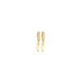 Detail of 18K gold-plated huggie earrings with white zircon pavé and yellow marquise charm - Marquise Pendant (04738) / Gold with Yellow Gemstone