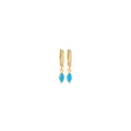 Detail of 18K gold plated hoop earrings with marquise blue stone and zircon stones - Marquise Pendant (04738) / Gold with Sky Blue Gemstone