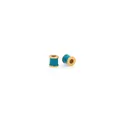 18K gold-plated cylinder spacer beads with teal enamel for DIY jewelry making - Teal / [product Attributes] The Product Consists Of Two Cylindrical Jewelry Accessories (appearing To Be Loose Beads Or Spacers). The Main Body Features A Metallic Gold Edge With A Blue-green Surrounding Section (appearing To Be Enamel Or Drip Polish) And A Central Hole. The Product Is Small And Appears To Be Designed For Diy Jewelry Making. [visual Presentation] The Image Is A Typical Single-item White Background Image Using A Centered Composition. Image Quality Is [high] With Sufficient Resolution Accurate Focus And Delicate Depiction Of The Metallic Texture And Glaze. Aesthetic Appeal Is [medium] Overall Score Is [7.5].