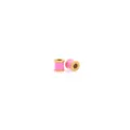 Detail of pink enamel cylinder beads with 18K gold plating for DIY jewelry making - Pink / [product Attributes] Visually These Are A Pair Of Cylindrical Jewelry Accessories. The Surface Is Coated With A Bright Pink Enamel While The Edges And The Inside Of The Round Holes Exhibit A Bright Gold Metallic Texture. They Are Delicate Jewelry Components Commonly Used As Spacer Beads In Beaded Bracelets Or Necklaces.