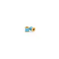 Macro detail of 18K gold plated cylinder beads with light blue enamel for DIY jewelry - Lake Blue