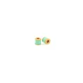 Detailed macro view of mint green enamel cylinder spacer beads with 18K gold plating - Light Green