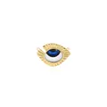 Detailed macro view of 18K gold-plated Evil Eye pendant with blue enamel and dual loops - Blue Black White Eye (Style 3)