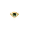 Detailed close-up of 18K gold-plated Evil Eye pendant with green enamel and sunburst texture - Emerald Green Eye (Style 6)