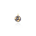 18K gold-plated spherical Evil Eye charm pendant with vibrant blue enamel inlay - Navy Blue