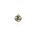 Détail macro du pendentif boule plaqué or 18K avec motifs émaillés d'oeil maléfique - Noir
