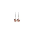Close-up of teardrop earrings with 18K gold-plated micro-set zircon and amber gems - Brown