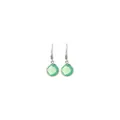 Vue détaillée de boucles d'oreilles gemme verte avec crochets ronds argentés - Vert Fluorescent