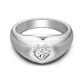 S925 sterling silver ring with heart-shaped bezel-set cubic zirconia in a silver finish - Heart Cut Wide Band (DY121110)