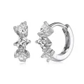 925 silver hoop earrings featuring heart and rectangular cubic zirconia stones - Three Irregular Zirconia
