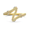 Elegant zigzag S925 sterling silver ring in gold finish with sparkling cubic zirconia - Gold Z-Shape Style (DY121129) / Size 5 / Gold