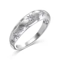 Matte S925 sterling silver star ring featuring micro-set cubic zirconia in a dome design - Matte Starburst Style (DY121223)-Size 5