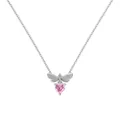 S925 Sterling Silber Biene Halskette mit rosa Herz-Zirkon und funkelnden Flügeln - Weißgold Rosa Strass (DY190879-S-W-BF)