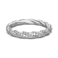 Elegant S925 sterling silver twisted ring with sparkling pavé zircon stones in silver finish - US 5 / Twisted Band Half Eternity Style (DY121112-S-W-WH)