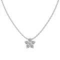 Elegant S925 sterling silver flower pendant necklace with brilliant cubic zirconia stones - White Gold White Rhinestone (DY190888-S-W-WH)