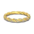 Sparkling S925 sterling silver twist ring with gold finish and pavé zircon stones - Size 5 / Intertwined Twist Style (DY121112) / Gold