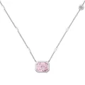 Halskette aus S925 Sterlingsilber mit rechteckigem rosa Zirkonia-Anhänger im Eisschliff - Weißgold Rosa Strass (DY190903-S-W-PK)
