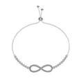 Pulsera infinito de plata de ley S925 minimalista con circonitas y cierre ajustable - Estilo Infinito (DY150286) / Oro Blanco Con Circonita Blanca