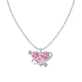 Collana in argento sterling 925 con pendente a cuore pianeta rosa e zirconi - Stile Pianeta Cuore Rosa (DY190876-S-W-BF)