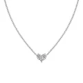 Elegante s925 Silber Herz Halskette mit drei weißen Zirkoniasteinen in silberner Ausführung - Weißgold Weißer Strass (DY190890-S-W-WH)