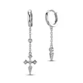 S925 sterling silver drop earrings with cross pendant and shimmering cubic zirconia - Cross White Zirconia
