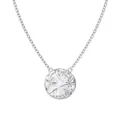 Silberne Halskette mit rundem Anhänger, Felsstruktur und Stern-Zirkonia-Einlage - 925er Silber / Weißgold