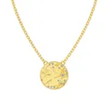 Strukturierte goldene Sternmünzenkette mit Zirkoniasteinen und gehämmerter Optik - 925er Silber / Gold