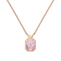 Minimalistische S925 Silberhalskette mit rosa Kohlenstoff-Diamant in Roségold-Ausführung - Roségold Rosa Strass (DY190885-S-R-PK)