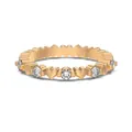 Eternity band ring with golden hearts and sparkling zircon stones in a seamless circle - US 5 / Champagne