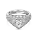 Lussuoso anello a cuore in argento sterling S925 con zirconi scintillanti e pavé argento - Platino Zircone Bianco