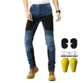 Motorjeans voor heren met stretchpanelen en uitneembare kniebeschermers voor veiligheid - S / Blauw