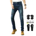 Jeans da moto blu scuro da uomo con protezioni e pannelli elasticizzati - XS / Blu (Protezione Estesa)