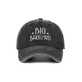 Washed cotton baseball cap in dark gray with Big Brother star embroidery detail - Adjustable / Black Big Brother