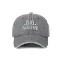Grey washed cotton baseball cap with white Big Brother embroidery and stars - Adjustable / Grey Big Brother