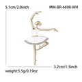 Eleganter Gold-Ballerina-Brosche mit weißer Emaille und Strass inklusive Maßen - Weiß