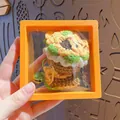 Handmade crochet sunflower cupcake keychain in an orange PE film gift display box - Sunflower (with Orange Suspension Box)