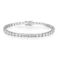 Polished silver-tone 18K gold plated tennis bracelet with sparkling zircon stones - 6mm Width - 19cm Length / White Gold