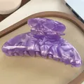 Light purple marble patterned cellulose acetate hair claw clip with large glossy teeth - Gem Purple 10.5cm