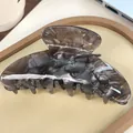 Große Acetat-Haarklammer mit braunem Marmormuster und hochglanzpoliertem Finish - Edelsteingrau 10.5CM