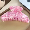 Große Haarklammer aus Acetat mit rosa-weißem Marmormuster für dickes Haar - Cremefarbenes Rosa 10.5cm