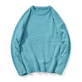 Himmelblauer Rundhals-Strickpullover aus weichem Chenille mit lockerem Schnitt - S / Seeblau
