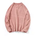 Rosa Herrenpullover aus weichem Chenille mit Rundhalsausschnitt und Rippstrickbündchen - S / Rosa